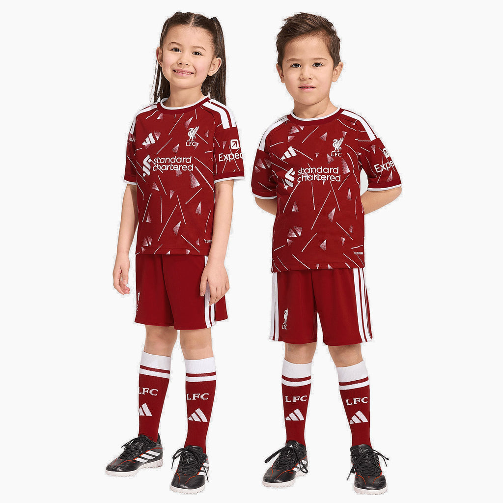 Liverpool kids home kit 2026/27 - front on model
