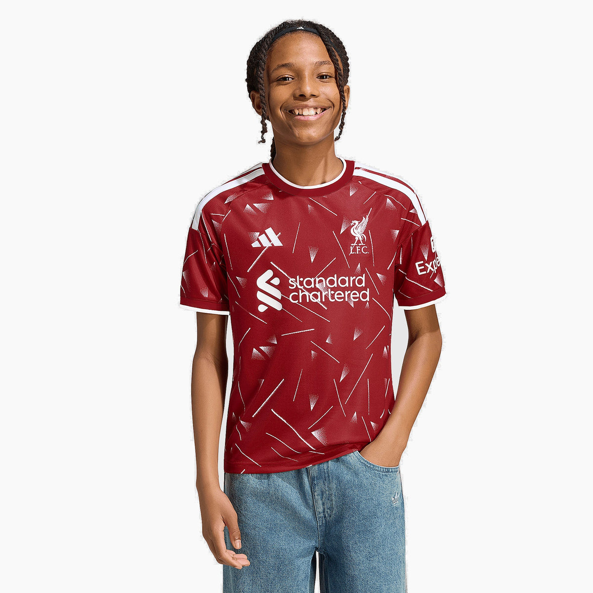 Liverpool kids home kit 2026/27 - front on model
