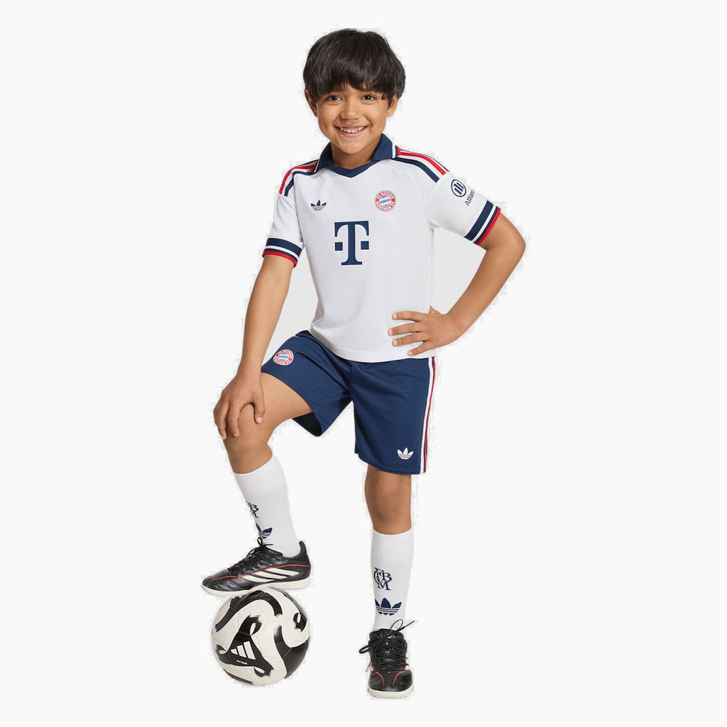 Bayern munich kids away kit 2026/27 - full fit on model