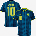 Camiseta Segunda Equipación Colombia Mundial 2026 — James Rodríguez 10 — frente y espalda