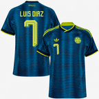 Camiseta Segunda Equipación Colombia Mundial 2026 — Luis Díaz 7 — frente y espalda