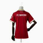 Bayern Munich 2026/27 home women's shirt, KANE 9 - back of the base shirt on a display mannequin