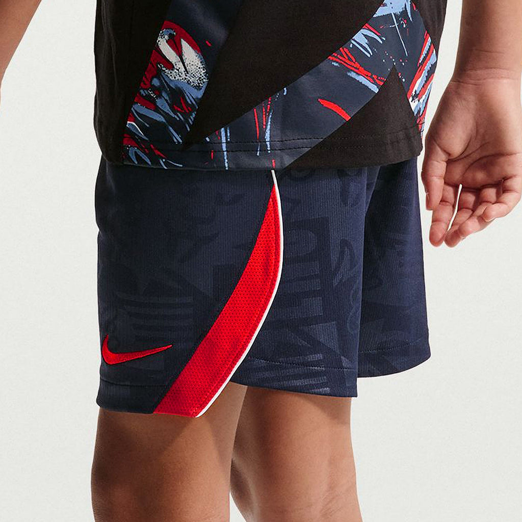 England 2026 away kids kit, KANE 9 - matching kids shorts worn by a model, back and side