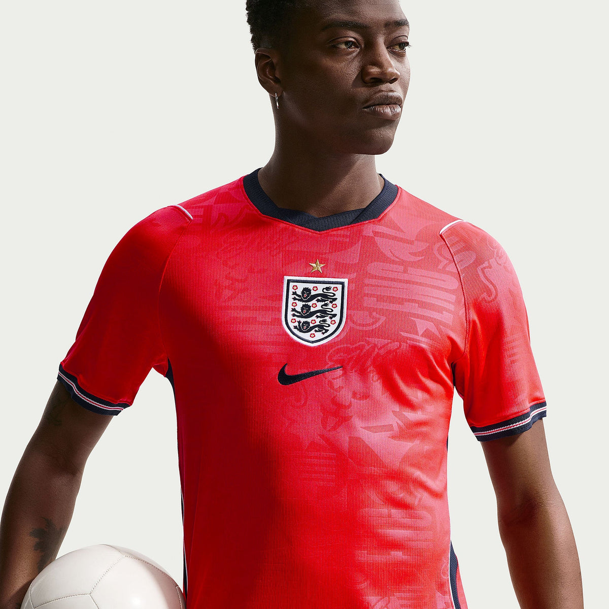 England 2026 away fan shirt, KANE 9 - crest, collar and shoulder detail