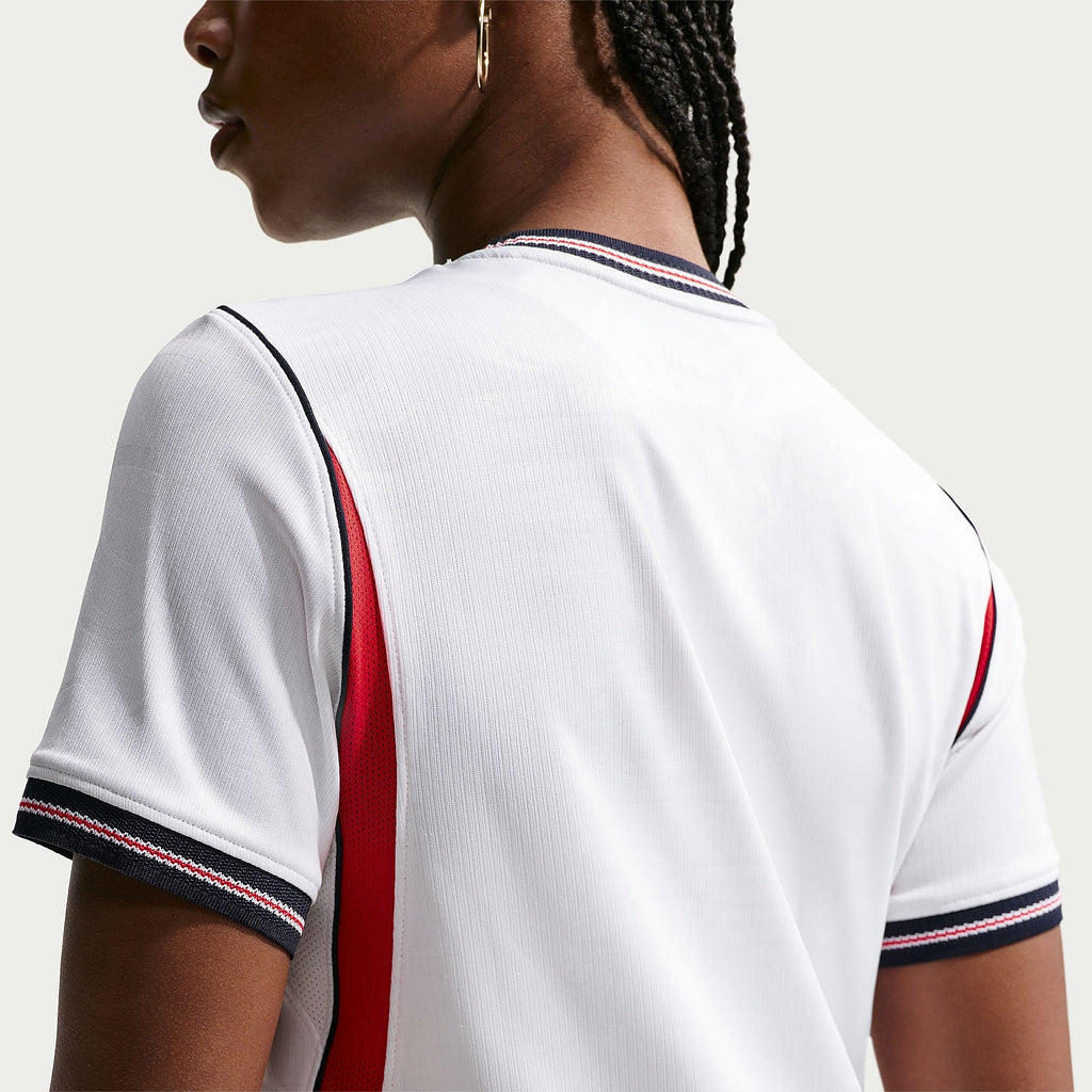 England 2026 home women's shirt, KANE 9 - back neckline and fabric detail