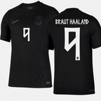 Camiseta Segunda Equipación Noruega Mundial 2026 — Erling Haaland 9 — frente y espalda