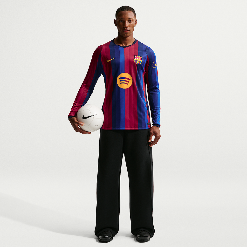 Barcelona Home Long Sleeve Jersey 2026/27 - front full view on model