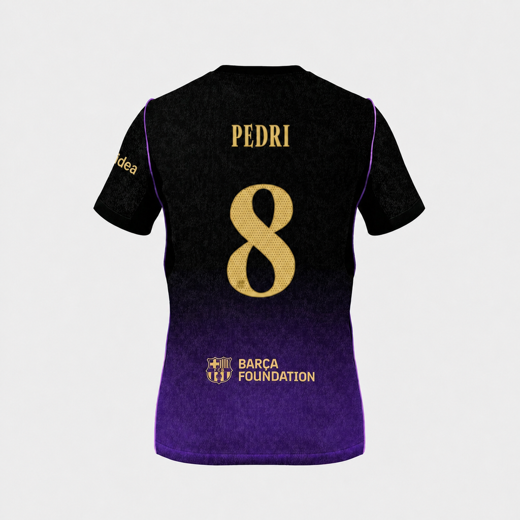 Camiseta Segunda Equipación Barcelona 26/27 — Pedri 8 — Sin Parche — vista trasera sin parche
