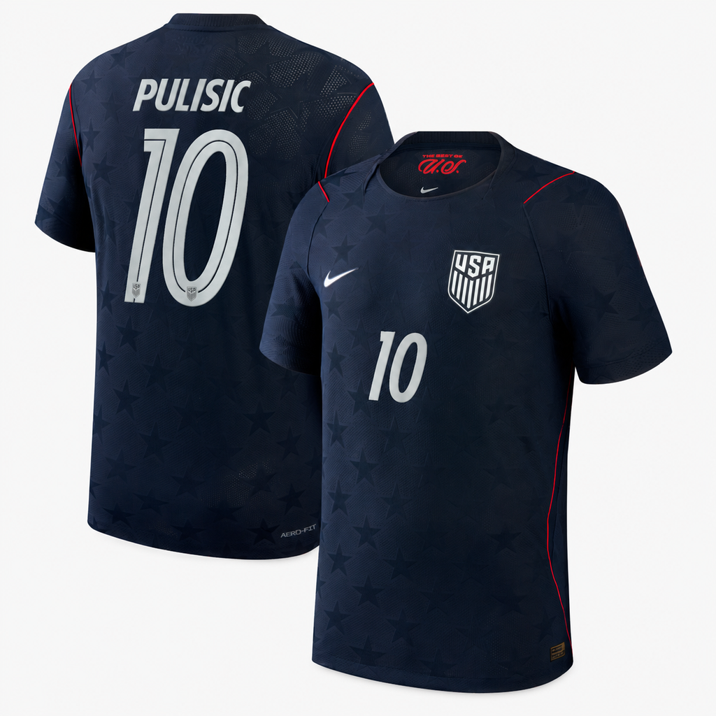 Camiseta Segunda Equipación Estados Unidos Mundial 2026 — Christian Pulisic 10 — frente y espalda